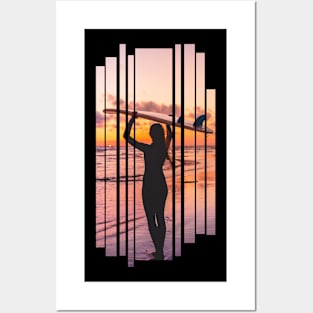 sunset and surf Posters and Art